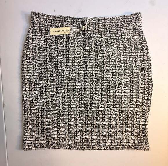 Max Studio Dresses & Skirts - Max Studio Womens‎ Black White Knit Tweed Mini Skirt 2708K16 Size Large NWT